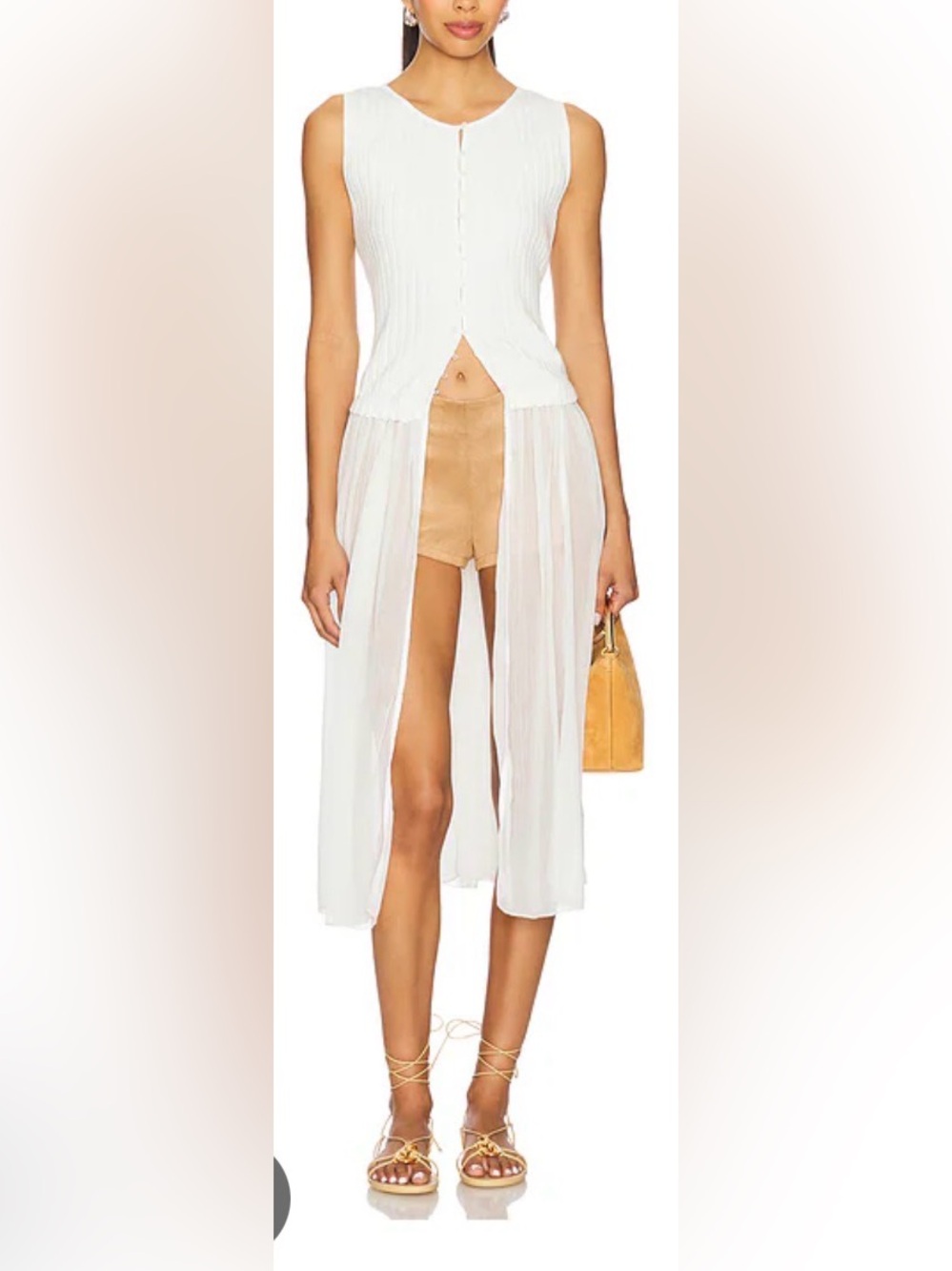 Free People Twice As Nice Maxi Top Tunic Ivory White, Size Small.